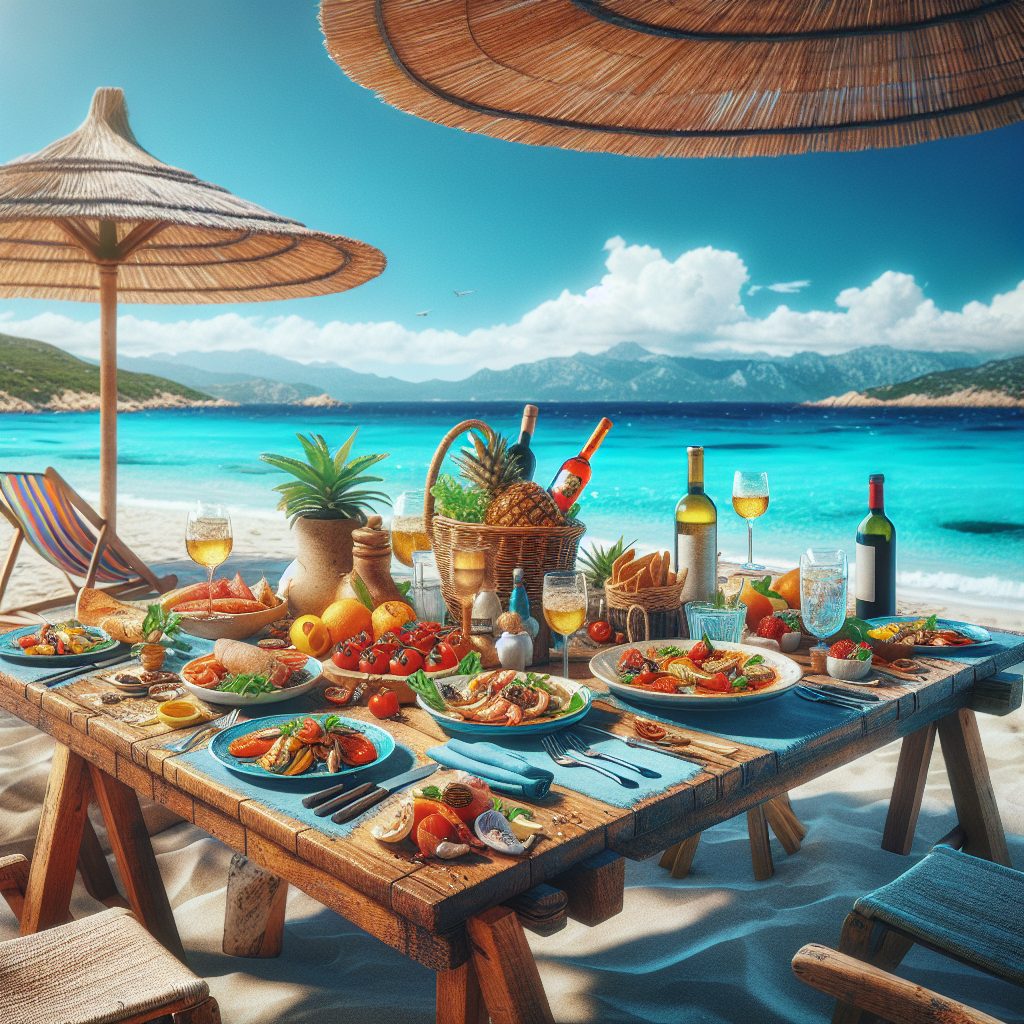 Beachside dining in Sardinia