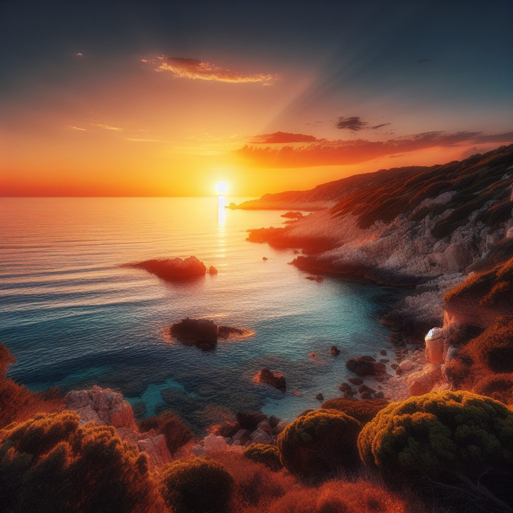 Sunset views on Sardinian coast